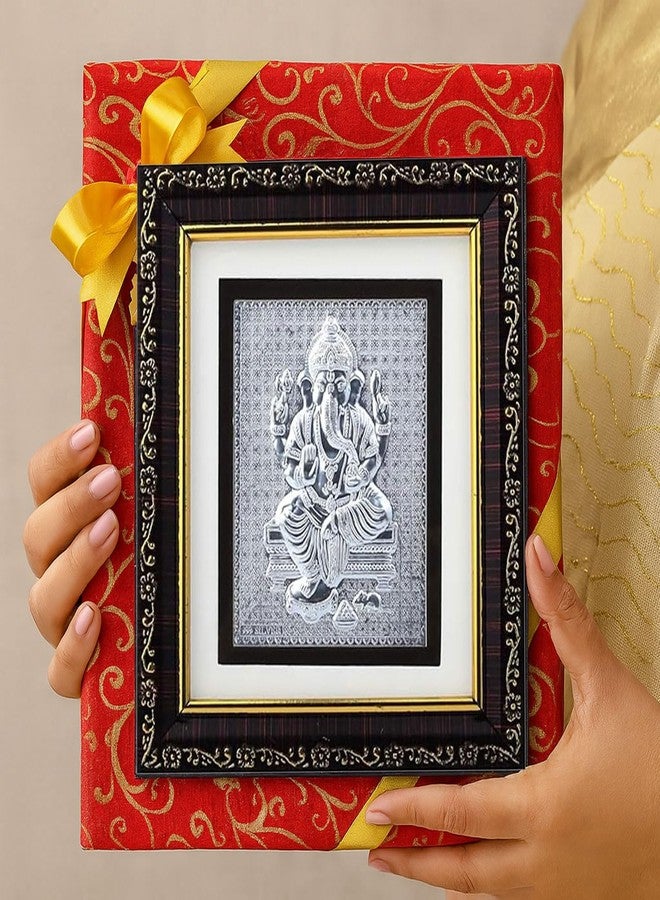 KWIZEAN 999 Pure Silver Ganesha Frame – Hindu Religious Decor for Home, Temple, Pooja Room | Spiritual Gift for Blessings, Prosperity, and Vastu - Image 3