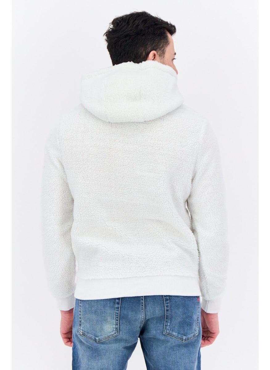 Night Addict Men Embroidered Logo Softshell Jacket, Off White  - Image 3