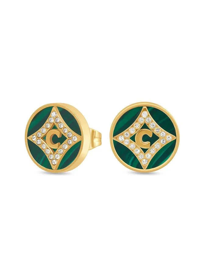 شيروتي 1881 Tessa Gold Plated Stainless Steel Stud Earrings for Women 10mm