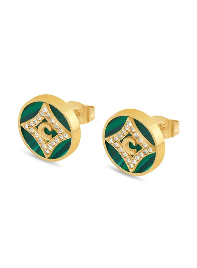 شيروتي 1881 Tessa Gold Plated Stainless Steel Stud Earrings for Women 10mm