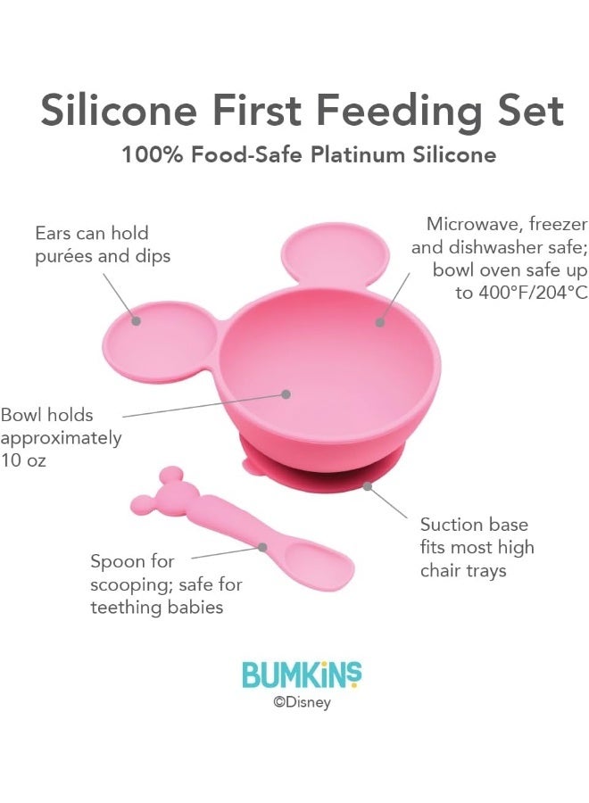 Bumkins Disney Minnie Mouse Suction Silicone Baby Feeding Set - Image 5