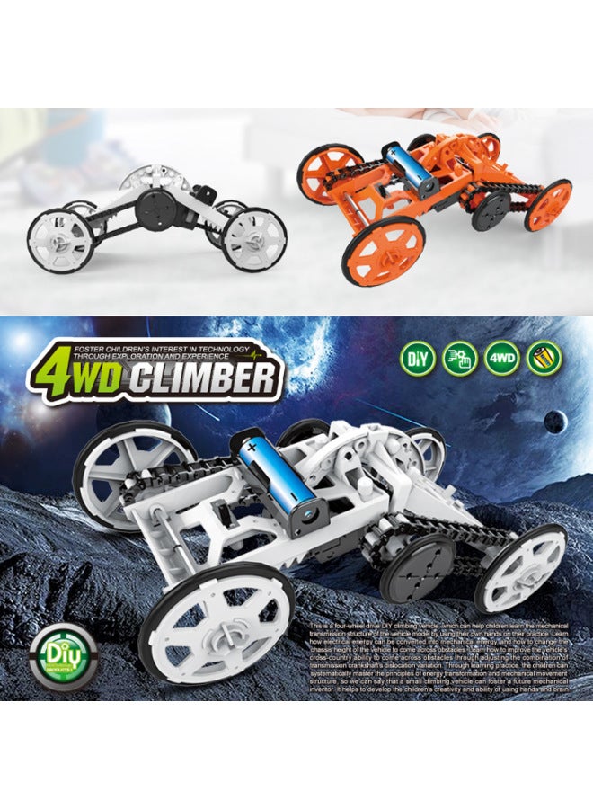 Children's Stem Assembled Creative Science And Education DIY Early Education Four-wheel Drive Space Climbing Car Model Boy Toy-Color:DIY005 White  - Image 2