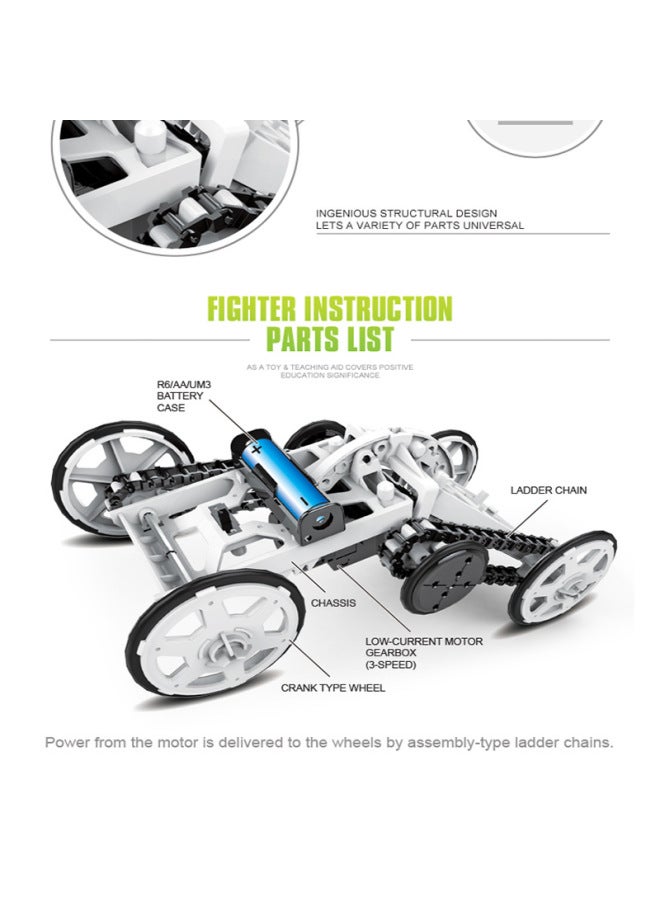 Children's Stem Assembled Creative Science And Education DIY Early Education Four-wheel Drive Space Climbing Car Model Boy Toy-Color:DIY005 White  - Image 3