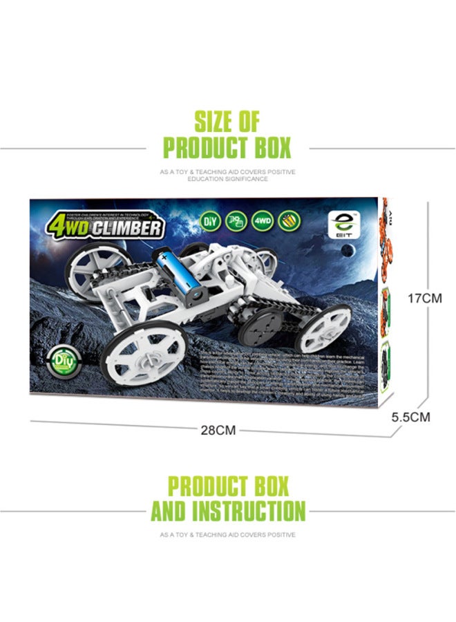 Children's Stem Assembled Creative Science And Education DIY Early Education Four-wheel Drive Space Climbing Car Model Boy Toy-Color:DIY005 White  - Image 1