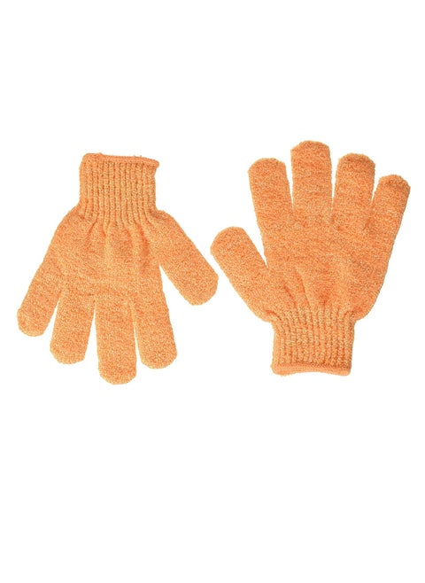 Bath Gloves With Loop Burnt Orange