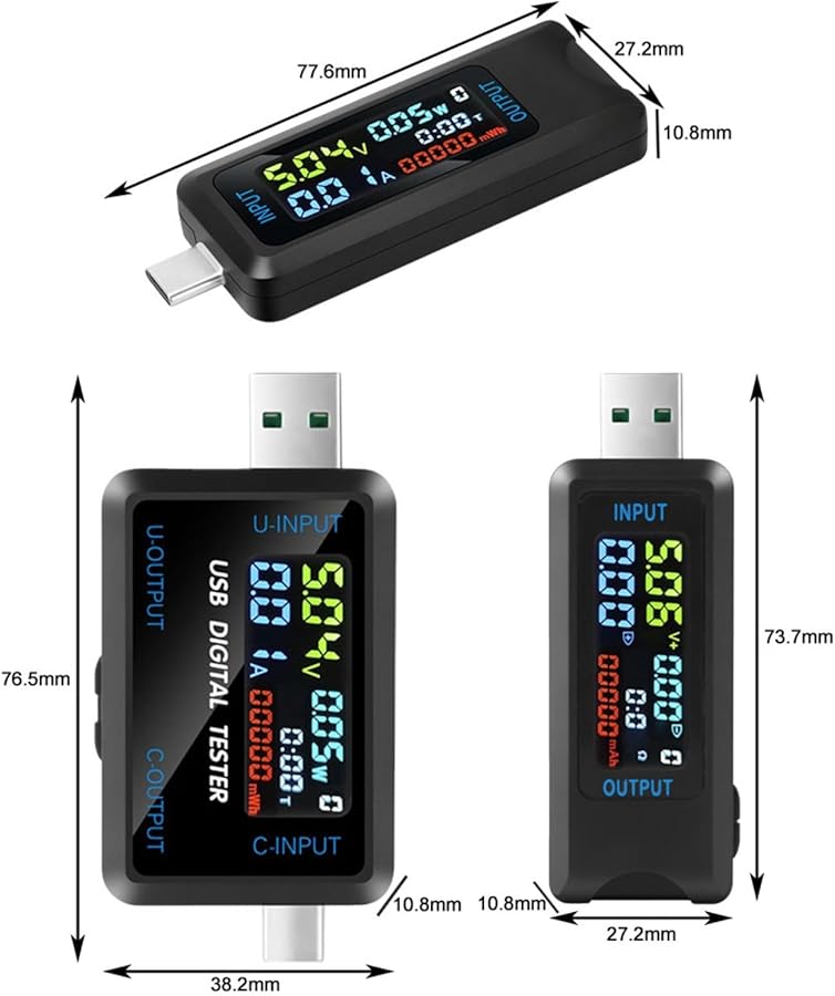 Digital LCD Capacity Tester DC 4 5 36V For Power Bank Phone Laptop Type C Port - Image 3