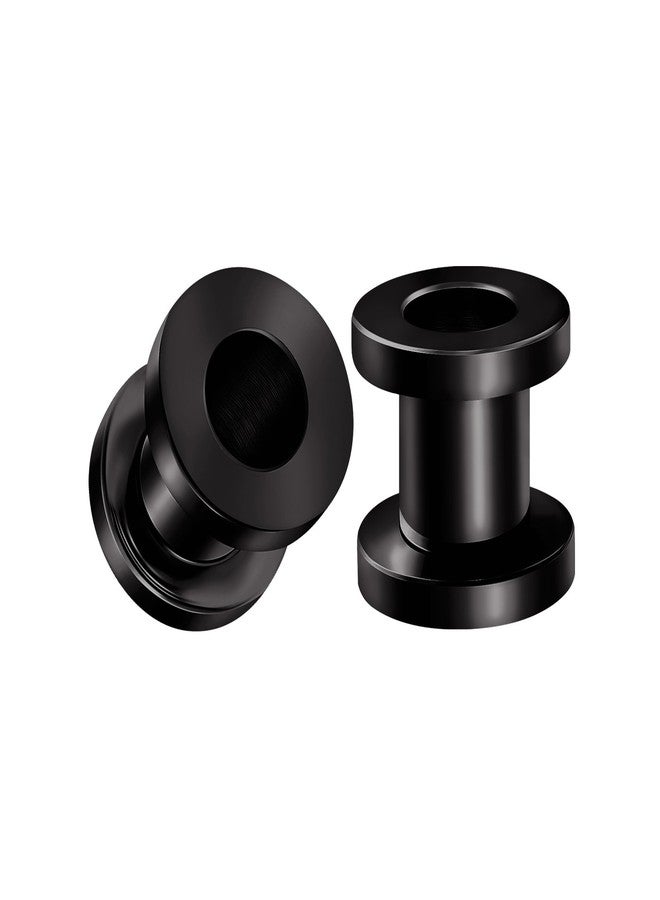 BIG GAUGES Pair of 316L Surgical Steel Black Anodized Screw-fit Piercing Jewelry Ear Stretching Lobe Plugs flesh Tunnel Earring, Stainless Steel,Steel, - Image 1