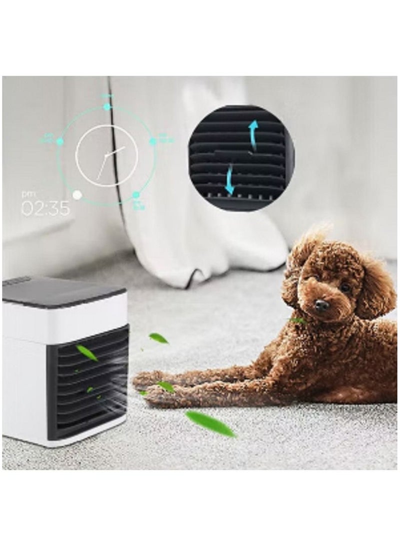 Mini Portable Air Conditioner Fan Noiseless Evaporative Air Humidifier USB Personal Conditioner 3-Speed LED Night Office Cooler Humidifier Purifier Black 18.0x17.0x15.0cm - Image 4