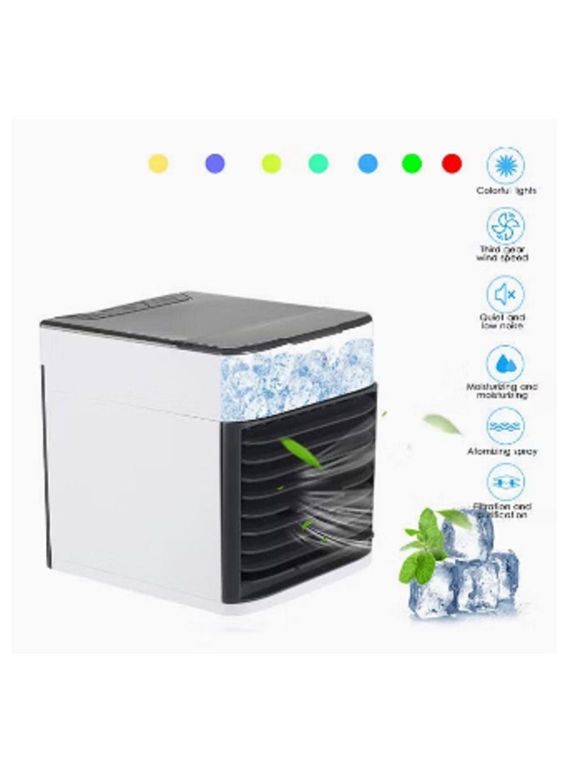 Mini Portable Air Conditioner Fan Noiseless Evaporative Air Humidifier USB Personal Conditioner 3-Speed LED Night Office Cooler Humidifier Purifier Black 18.0x17.0x15.0cm - Image 1