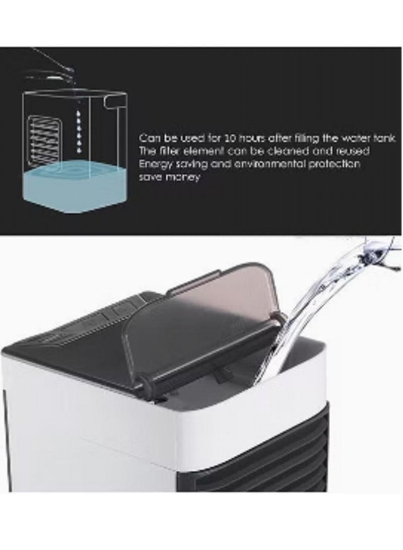 Mini Portable Air Conditioner Fan Noiseless Evaporative Air Humidifier USB Personal Conditioner 3-Speed LED Night Office Cooler Humidifier Purifier Black 18.0x17.0x15.0cm - Image 5