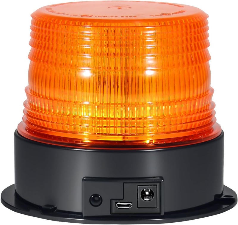AnTom Magnetic Wireless Beacon Light, Rechargeable Emergency Flashing Warning Battery Operated Strobe Lights for Truck Vehicle, with 12-24v Cigarette Lighter Plug, Amber - Image 1