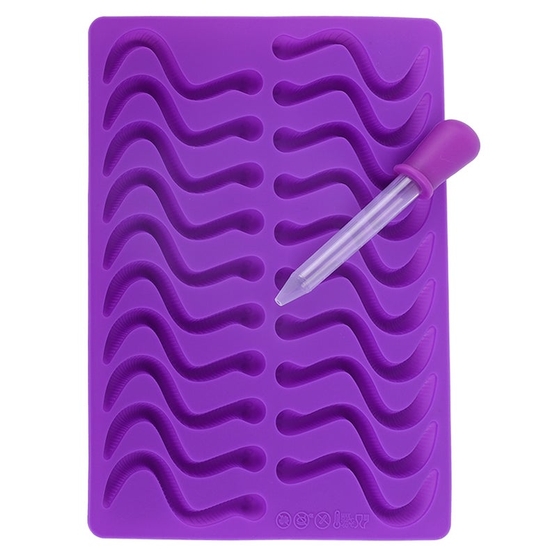 20 Compartments Gummy Worms Silicone Mold for Chocolate Candy Gummy Cake with Dropper - Image 5