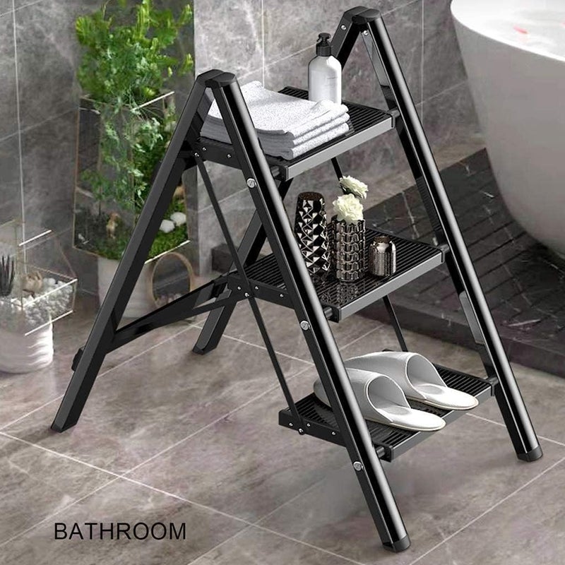 Step Stool – 4-Step Folding Ladder – Lightweight Anti-Slip Design, 330 lbs Support, Compact Storage Option, Ideal for Home, Kitchen, Garage, Cleaning, and High Shelves Access - Image 5