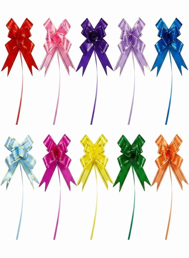 Elandy 200 PCS Ribbon Pull Bows Decorative Present Basket Festival Gift String Wrap Bows for Christmas Wedding Party Thanks Giving(1.8cm/0.7inc Width 6-10 Color Random - Image 1