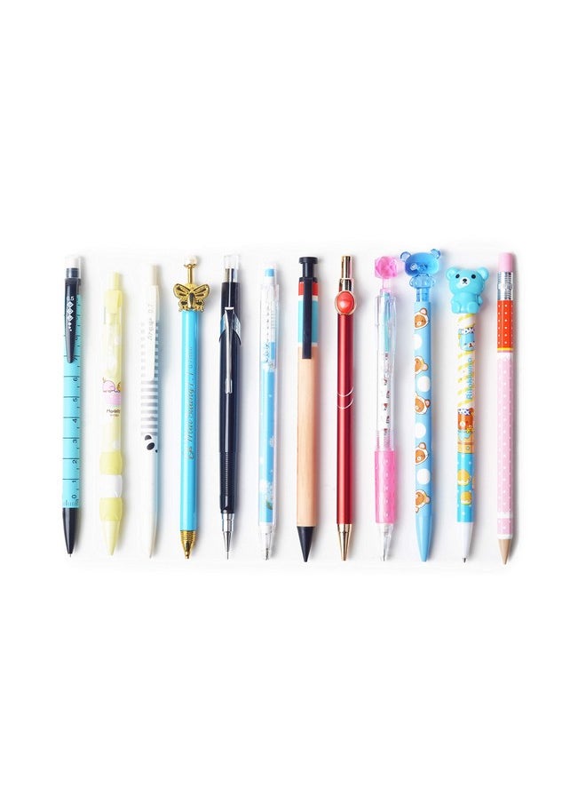 SKKSTATIONERY 12 Pcs Mechanical Pencils Set 0.7Mm Or 0.5Mm Medium Point, Cute Cartoon Favor, 12 Different Design Assorted For School Or Office Supplies 