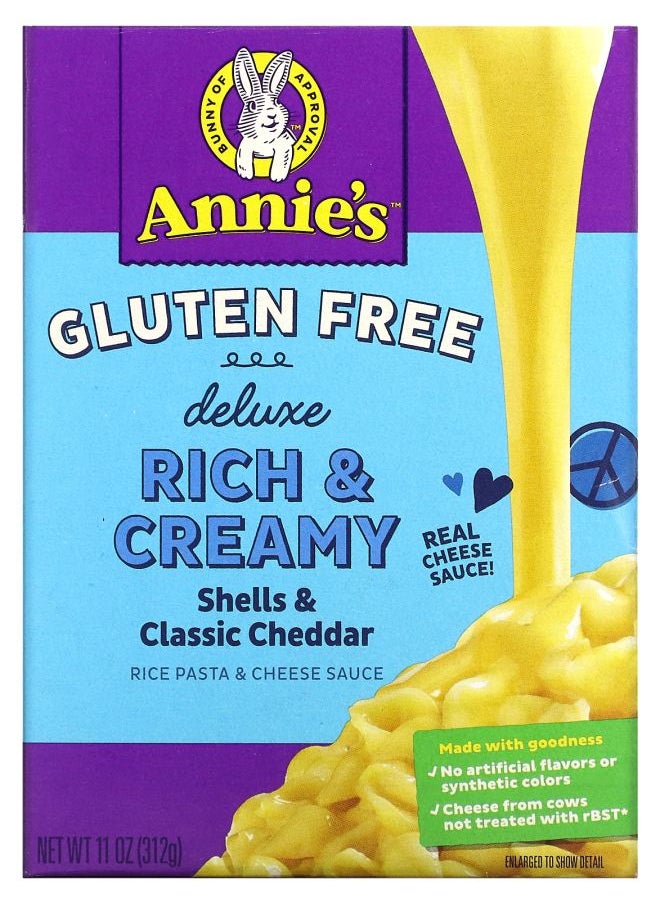 Annie's Deluxe Rich & Creamy Rice Pasta & Cheese Sauce Shells & Classic Cheddar Gluten Free 11 oz (312 g) 