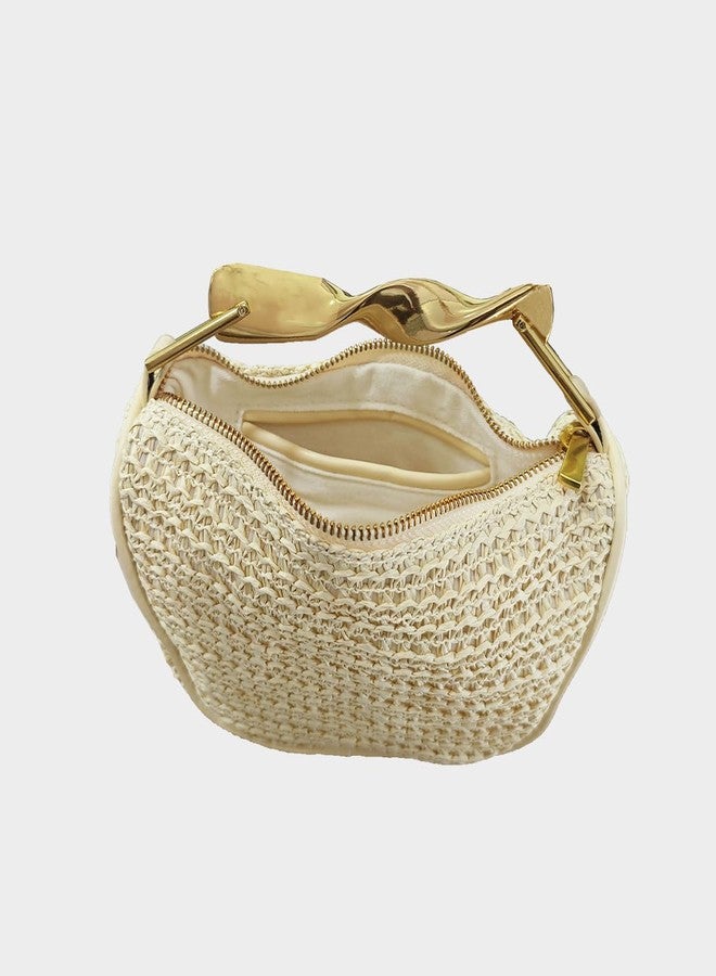 JYG Mini Handmade Straw Crossbody Bags for Women Summer Beach Satchel Purse Fashion Woven Shoulder Handbag with 2 Straps Khaki - Image 5