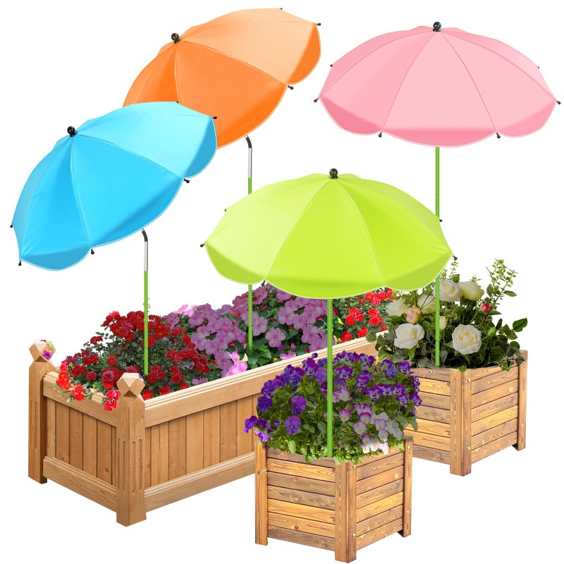 Axcoix 4 Pack Upgraded Plant Umbrellas for Outdoor Plants, 26" Larger Garden Plant Umbrella Shade with Adjustable Angle, 43.4" Higher Sun Shade for Plants, Potted Plant, Garden Beds - Image 1