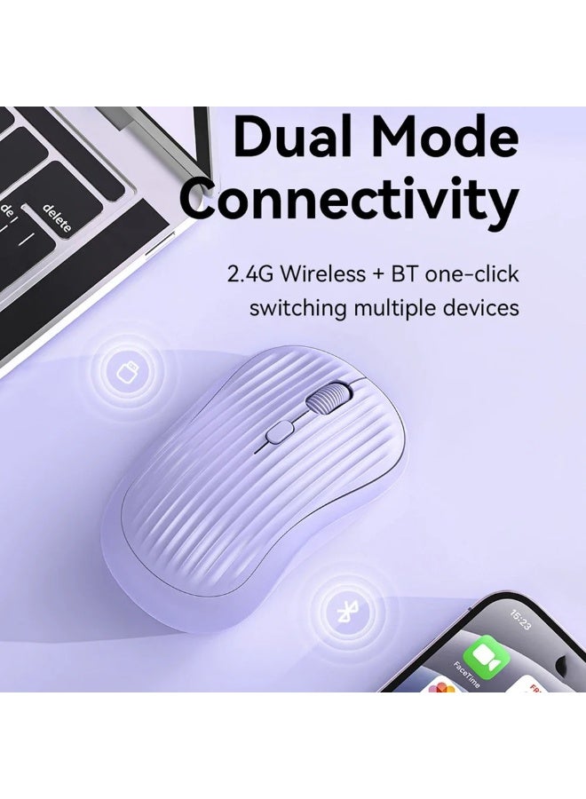 2.4G Dual-Mode Wireless Mouse (Bluetooth + USB Receiver) – Silent Rechargeable Gaming Mouse, High Precision 1600 DPI, Ergonomic Design, Compatible with PC, MacBook, Tablet & Laptop - Image 2