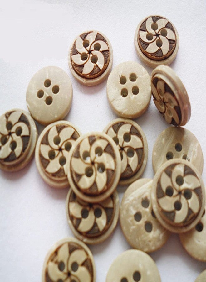 vingol 50 PCS 5 Styles Wooden Buttons Printed Wood Button 2 Holes Decorative Buttons for Clothing Knitting Crochet Project (#12,15mm) - Image 2
