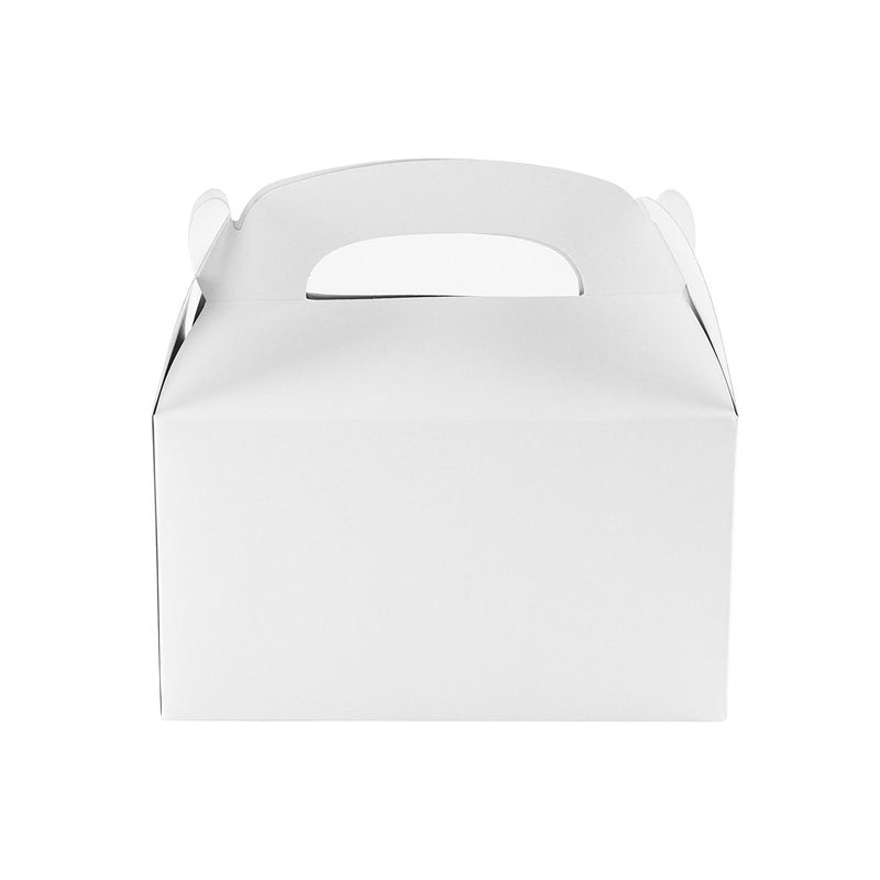 Super Z Outlet Blank White Color Treat Gift Paper Cardboard Boxes with Handles, Arts & Crafts Candy Goodie Bags, Picnic, Birthday Party Favors, Baby Shower, Weddings (12 Pack, 6.25" x 3 1/2" x 3.25") - Image 2