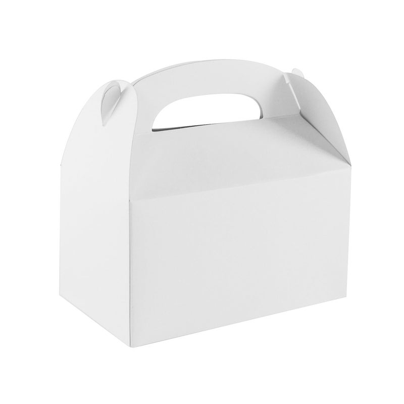 Super Z Outlet Blank White Color Treat Gift Paper Cardboard Boxes with Handles, Arts & Crafts Candy Goodie Bags, Picnic, Birthday Party Favors, Baby Shower, Weddings (12 Pack, 6.25" x 3 1/2" x 3.25") - Image 1