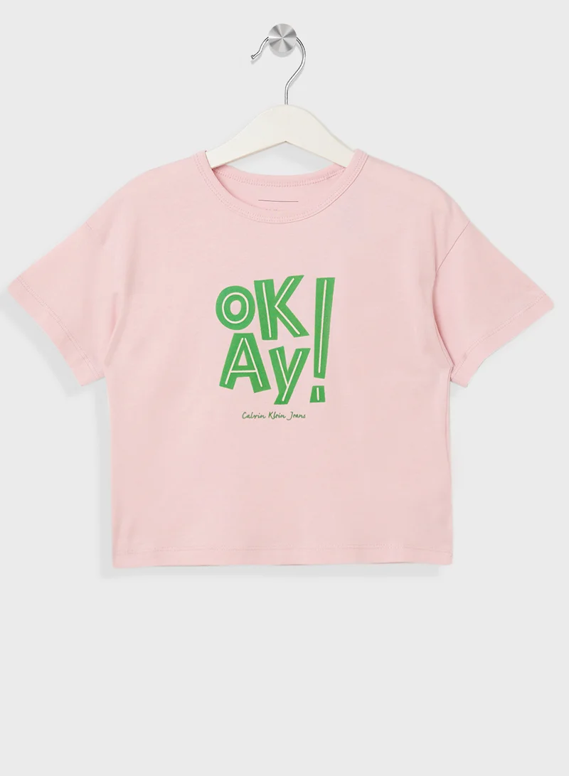 كالفن كلاين جينز Kids Graphic Logo Slim T-Shirt