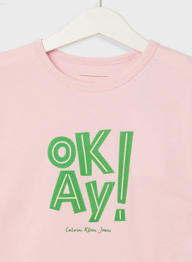 كالفن كلاين جينز Kids Graphic Logo Slim T-Shirt