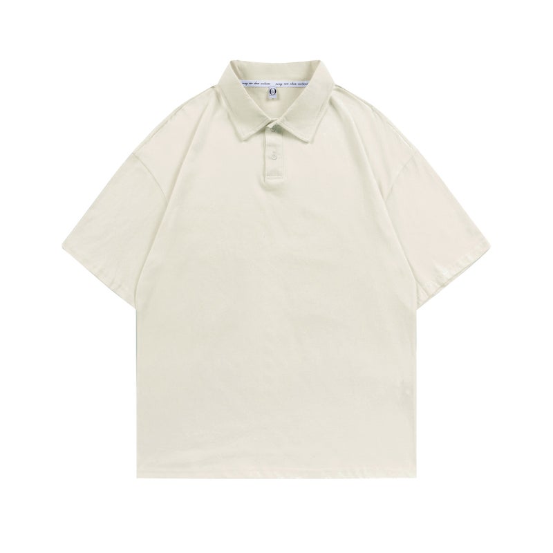 قميص بولو كاجوال للزوجين من القطن، بقصة فضفاضة وأكتاف منسدلة، بأكمام قصيرة، تيشيرت للجنسين - Image 2