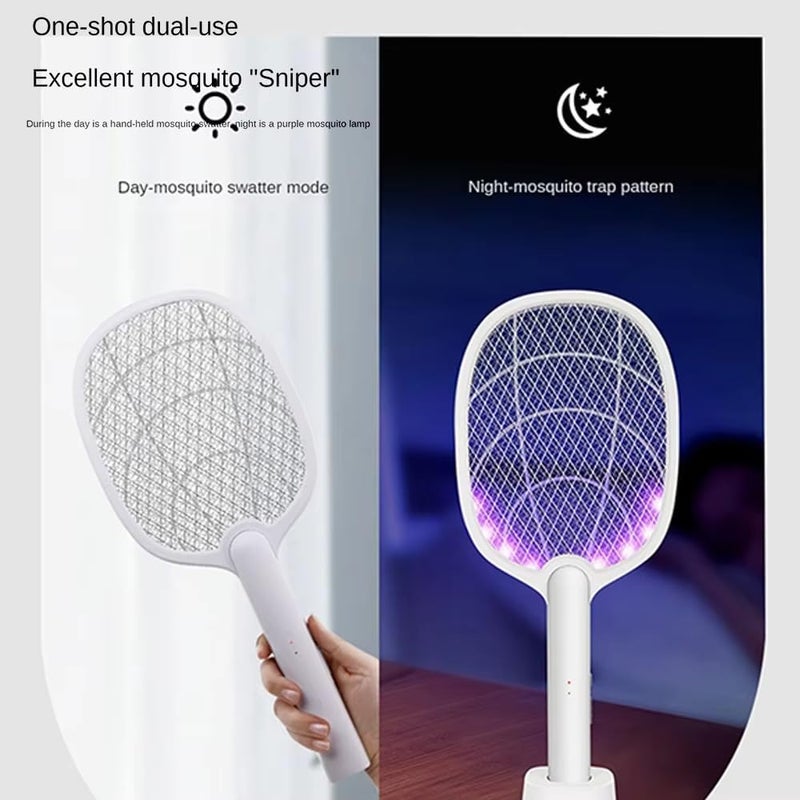 الكيان مضرب كهربائي لقتل الحشرات والناموس، قابل للشحن USB، تصميم محمول، لون أبيض - Image 1