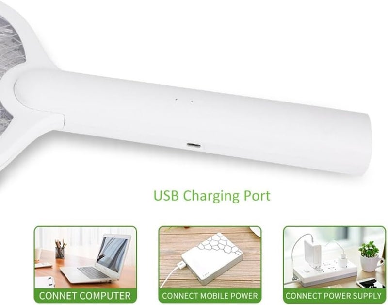الكيان مضرب كهربائي لقتل الحشرات والناموس، قابل للشحن USB، تصميم محمول، لون أبيض - Image 2