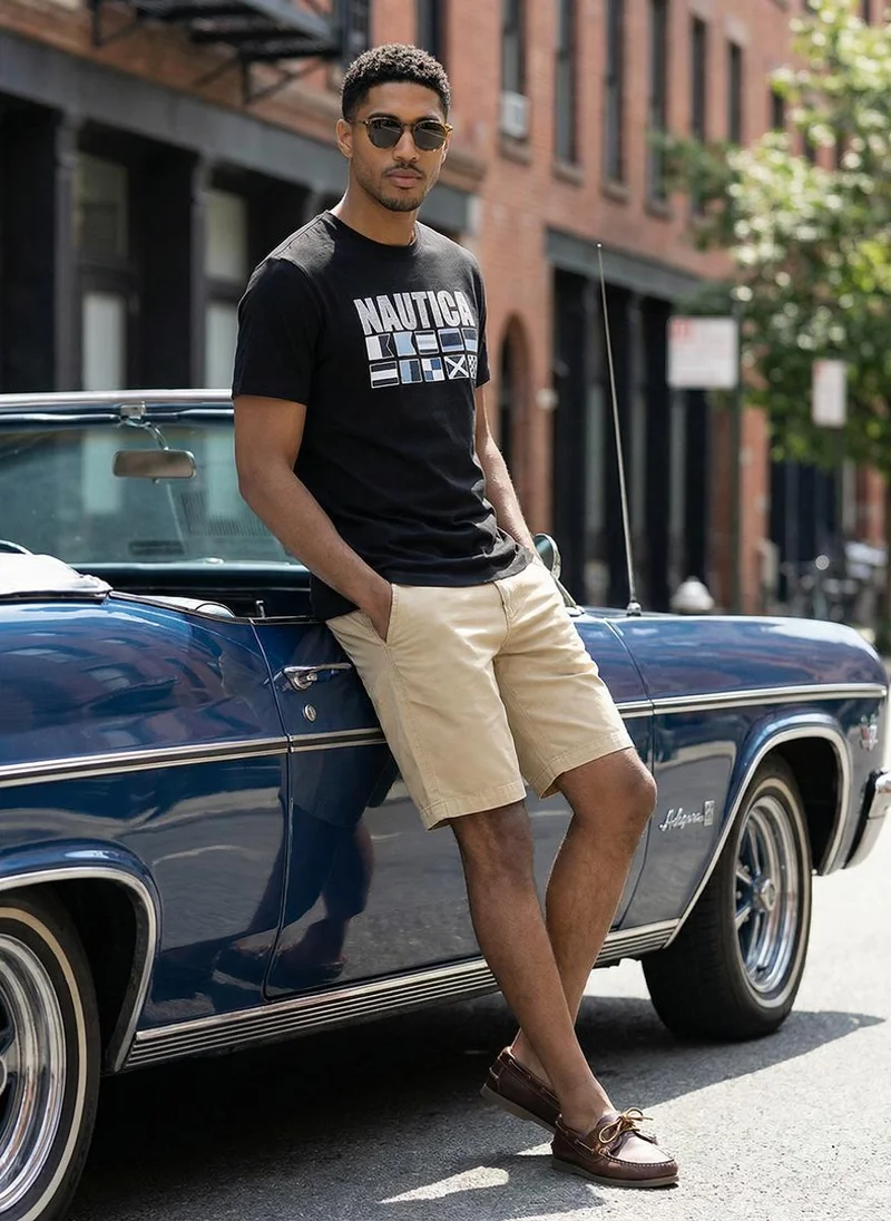 Nautica  Men Regular Fit Short Sleeve T-Shirt for Casual Styling - Black for Men | Best Price UAE