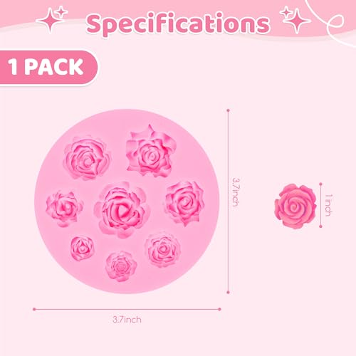 YunKo Rose Flower Fondant Mold Mini Chocolate Mold for Decorating Cake Candy Chocolate DIY Cake Decorating - Image 3