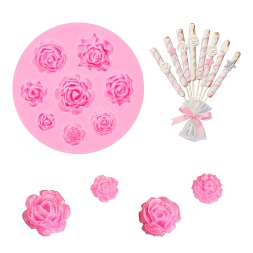 YunKo Rose Flower Fondant Mold Mini Chocolate Mold for Decorating Cake Candy Chocolate DIY Cake Decorating - Image 1