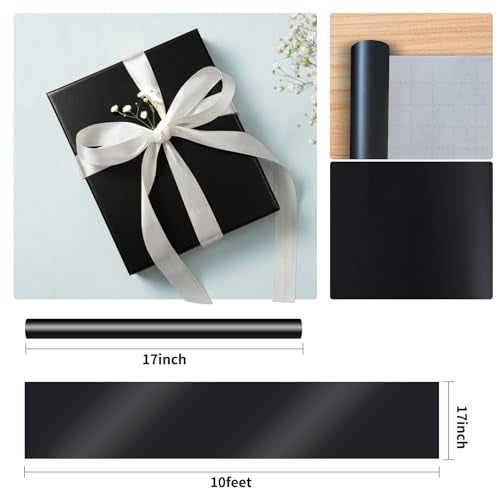 Winjeto Black Wrapping Paper - Solid Color Mystical Matte Black Gift Wrapping Paper Roll Perfect for Men Women Boys Girls, Wedding Birthday Christmas Graduation Valentine's Day Fathers Gifts - 17 x 120 inch - Image 2