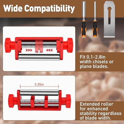 Gohelper Chisel Sharpening Jig, Wood Honing Guide for Chisels and Planes Width 0.1" to 2.8" with Sharpening Angle Fixture, Angle Gauge from 10° to 45°(With 2 Sharpening Stones) - Image 3