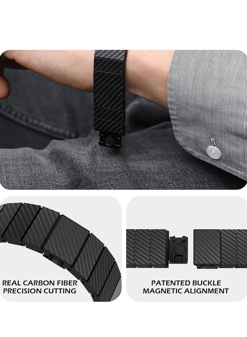 Compatible with Apple Watch Band 49mm 45mm 44mm 42mm 41mm 40mm 38mm, Genuine Carbon Fiber Upgraded Magnetic Clasp Band for iWatch Ultra 2 1 Series 9 8 7 6 5 4 SE 3 2 1 - Image 4