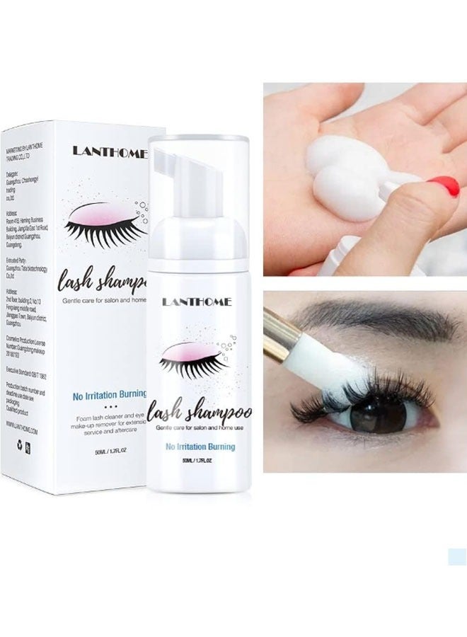 لانثوم رغوة شامبو الرموش، منظف احترافي ومزيل مكياج العيون، لخدمة تمديد الرموش/العناية اللاحقة، لا يسبب تهيجًا/حرقًا، للاستخدام في الصالون/المنزل، 50 مل/1.7 أونصة سائلة، لطيف، يزيل البقايا - Image 5