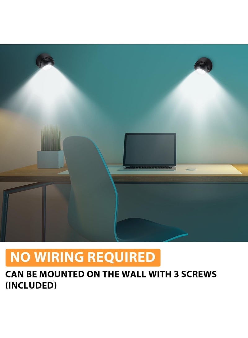 SYOSI 4 Pack Motion Sensor Lights for Battery Powered Wireless 9 LED 100 Lumens Motion Spotlight 360° Rotation Human Body Dual Sensor Energy Saving Lamp  for Porch Stair Hallway Garage Stair Black - Image 4