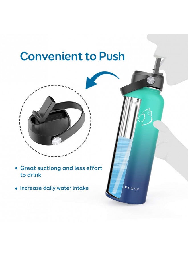 BUZIO BUZIO Hydro Straw Lid Wide Mouth(BPA Free), Flip Top Cap for Hydro Flask Stainless Steel Water Bottle with 2 Straws and Brushes | Hydro Sports Straw Cap 18oz,32oz, 40oz, 64oz&87oz - Image 5