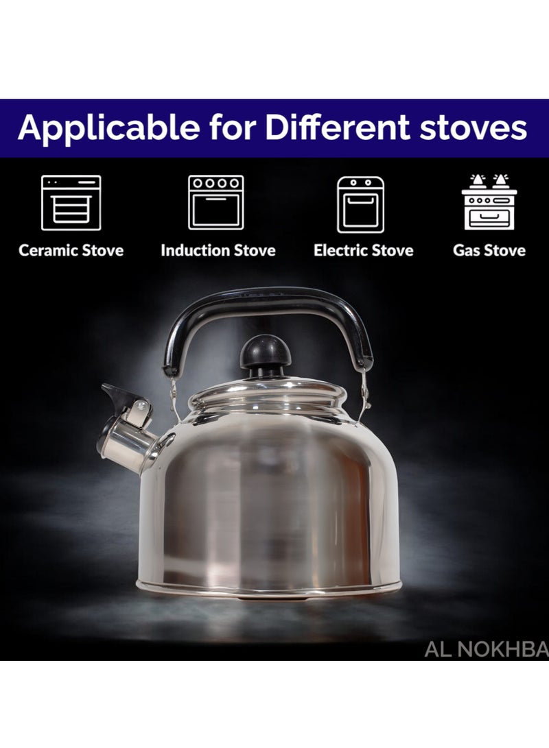 Al Nokhba Premium Stainless Steel Tea & Coffee Kettle, Whistling Tea Kettle Stovetop, Coffee Pots, and Ceramic Teapot Sets for Home & Cafeteras - Perfect Kitchen Gifts for Hot Tea Lovers!  - Image 2