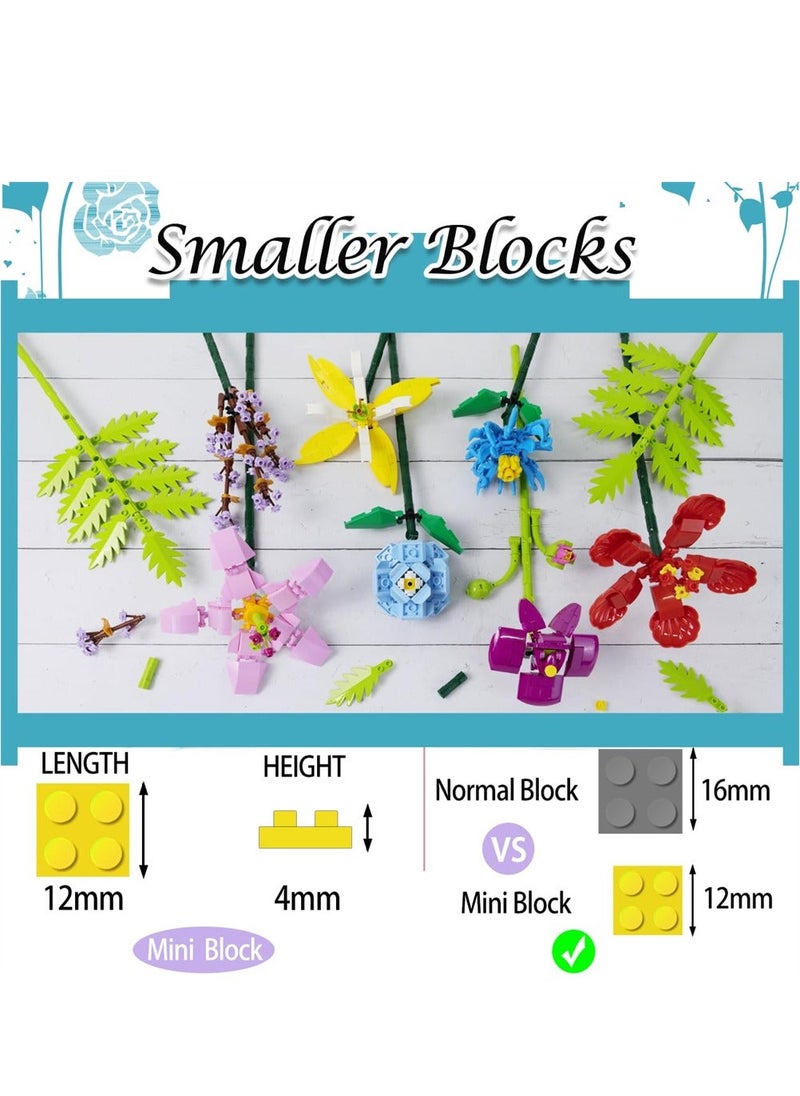 Y&D Flowers Bouquet Building Blocks Kit, DIY Artificial Toys for Adults, Creative Home Ornaments Desk Decoration, Kits Kid/Adult, Idea Gift, (708 Pieces)  - Image 2