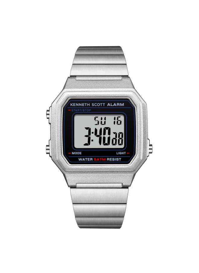 KENNETH SCOTT Women's  Digital Display Watch With Silver Stainless Steel Strap - K25705-SBSB
