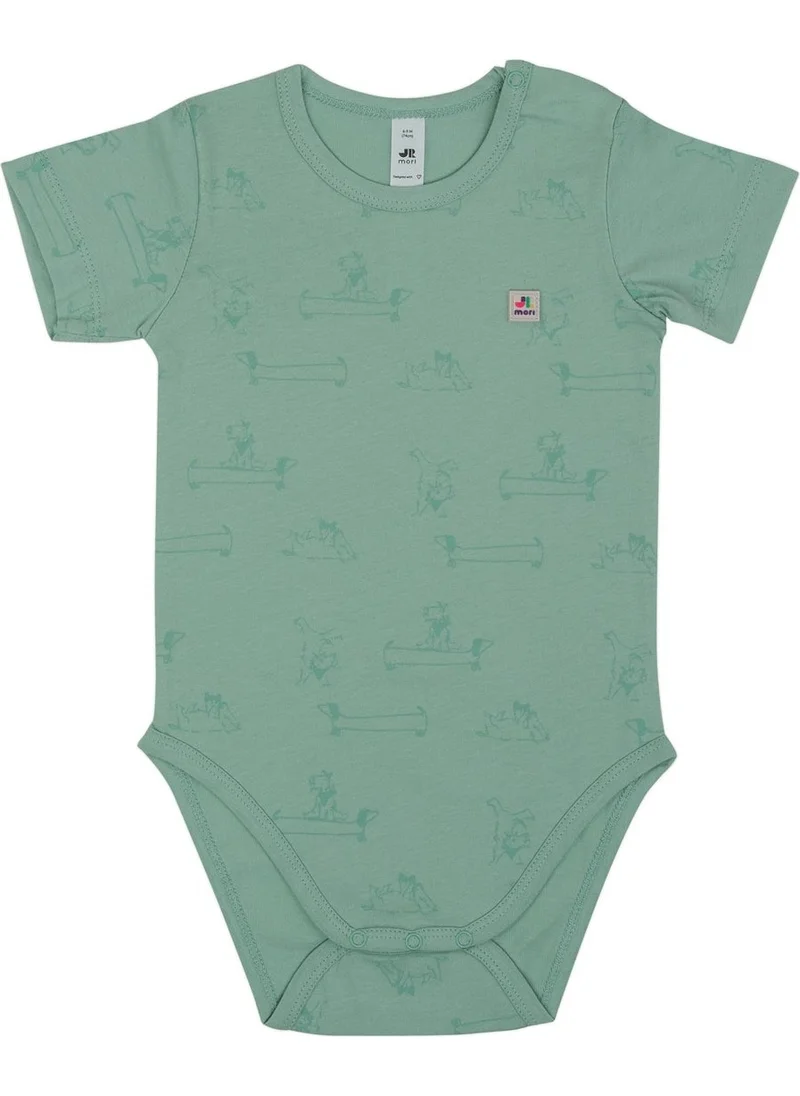 Jrmori Mr.j & Ms.r Printed Short Sleeve Bodysuit with Shoulder Snaps