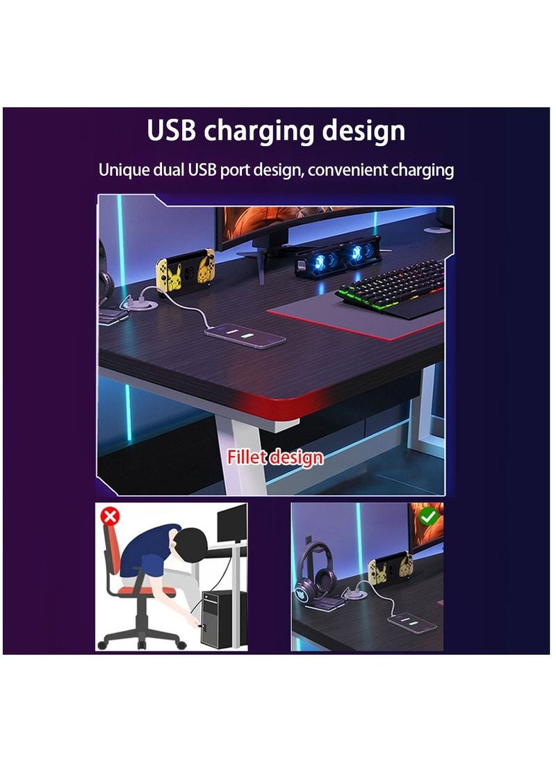 Arabest Gaming Desk, Computer Table with USB Charging Ports, Computer Desk for Home Office Gaming(120*75*60) - Image 3
