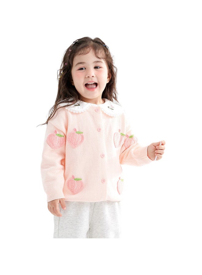 Benhedi "Lovely Peach" Girls' Sweater Spring Children'S Fashion Knitted Top Girls Baby Spring And Autumn Cardigan Coat - Image 2