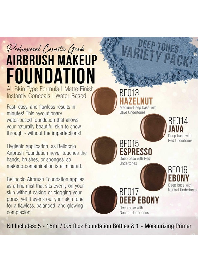 Belloccio Belloccio Dark Color Shade Airbrush Makeup Foundation Set - Professional Cosmetic Airbrush Makeup in 1/2 oz Bottles  - Image 2
