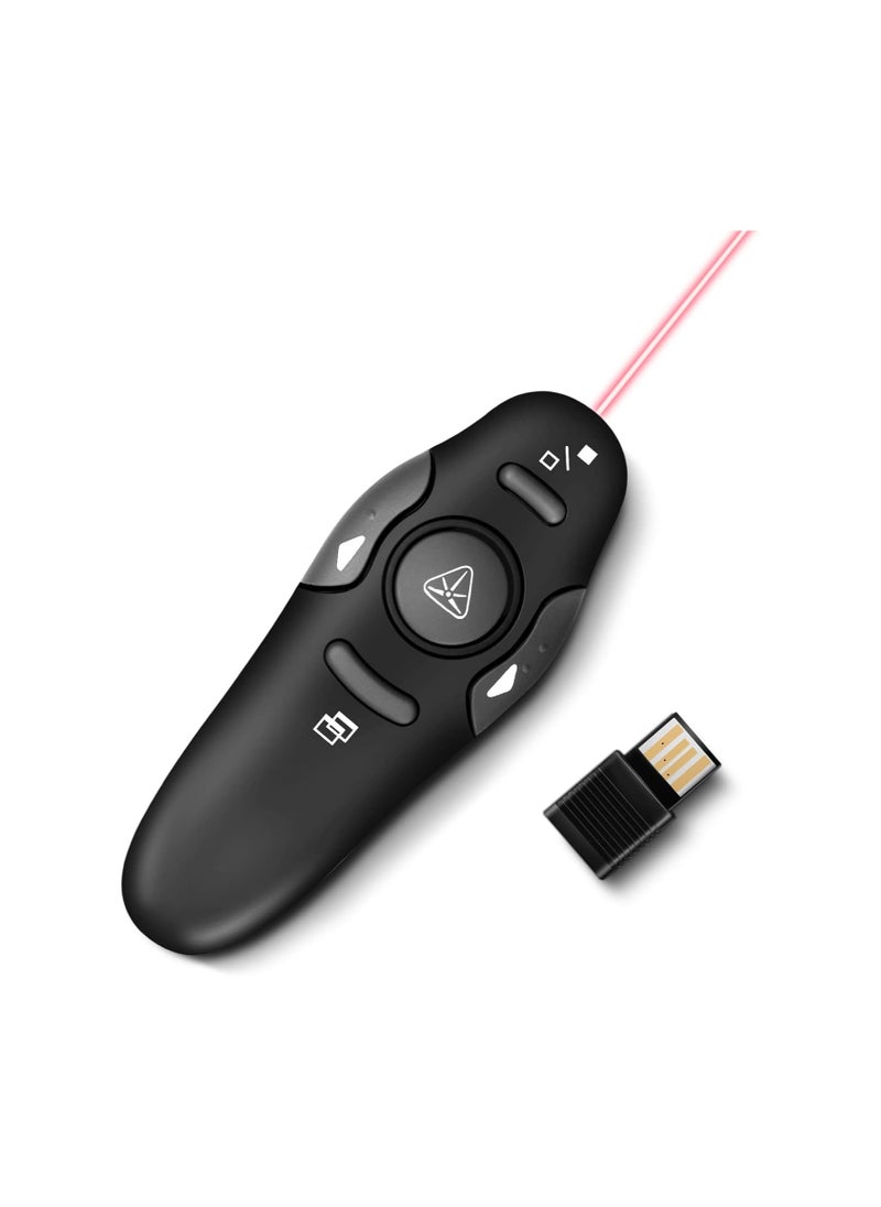 Generic 2.4GHz Wireless Presentation Clicker with Red Laser Pointer – Black 