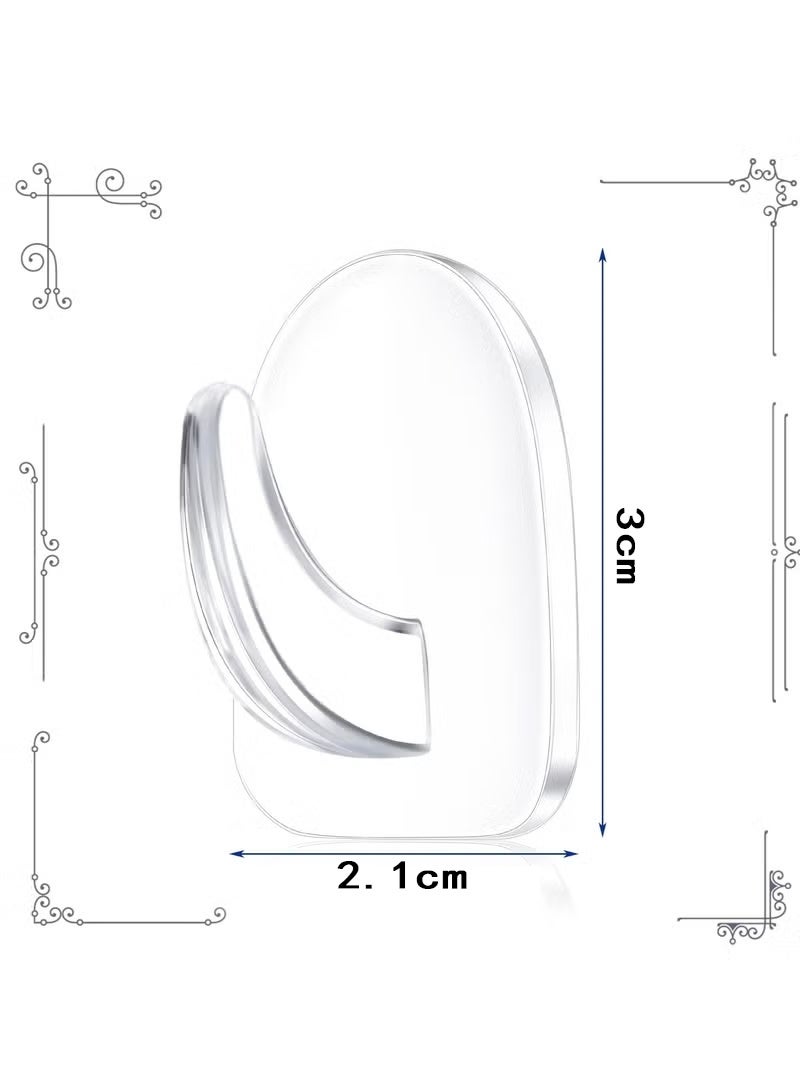 MUMO 50 Pieces Clear Acrylic Adhesive Hooks Reusable Non Marking Seamless Hangers Sticky Wall Hooks Kitchen Bathroom Bedroom Office Homeowners Office Users Clear - Image 2