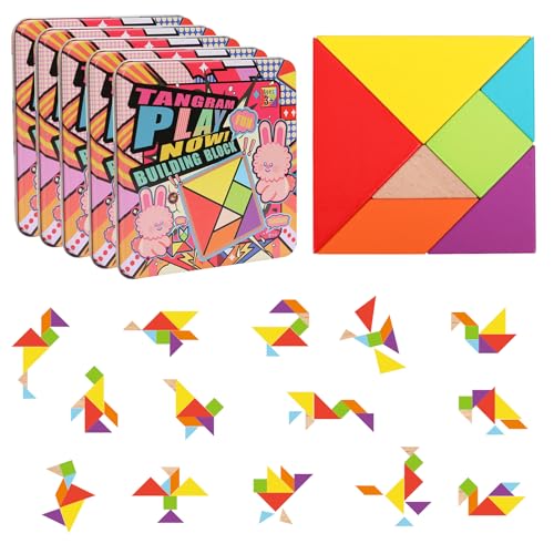 GEMEM 5 Pack Wooden Blocks Puzzle Brain Teasers Toy STEM Montessori Educational Gift for Kids Ages 36 Stocking Stuffers - Image 1
